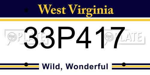 33P417 West Virginia License Plate