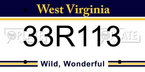 33R113 West Virginia License Plate