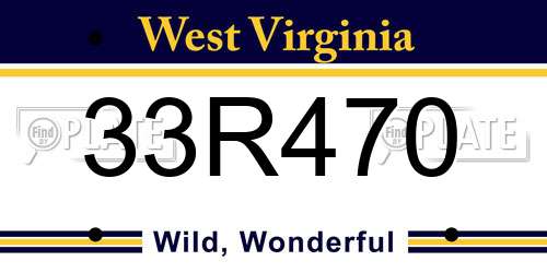 33R470 West Virginia License Plate