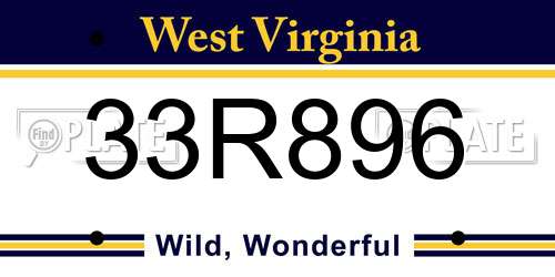 33R896 West Virginia License Plate