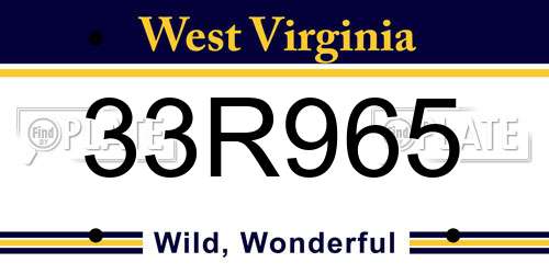 33R965 West Virginia License Plate