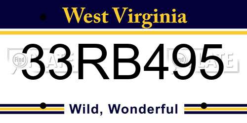 33RB495 West Virginia License Plate