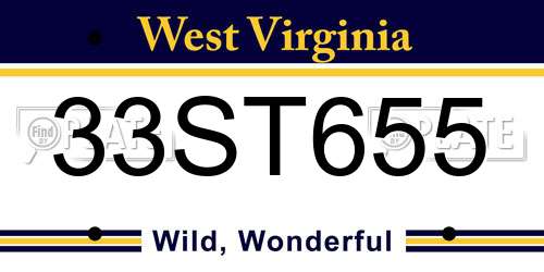 33ST655 West Virginia License Plate