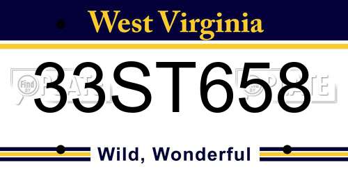 33ST658 West Virginia License Plate