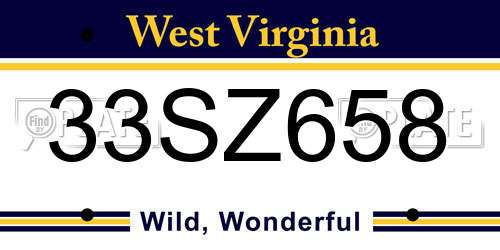 33SZ658 West Virginia License Plate
