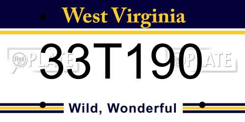33T190 West Virginia License Plate
