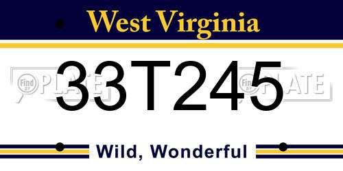 33T245 West Virginia License Plate