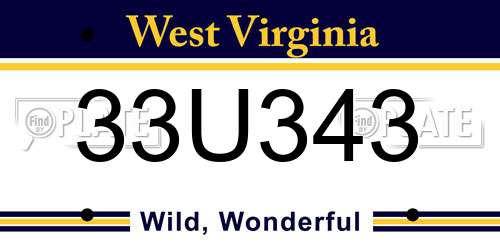 33U343 West Virginia License Plate