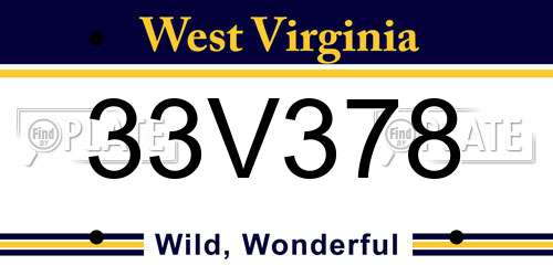 33V378 West Virginia License Plate