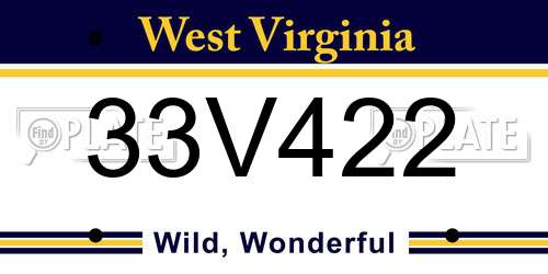 33V422 West Virginia License Plate