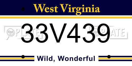 33V439 West Virginia License Plate
