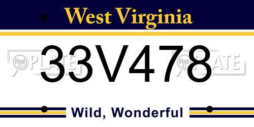 33V478 West Virginia License Plate