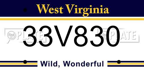 33V830 West Virginia License Plate