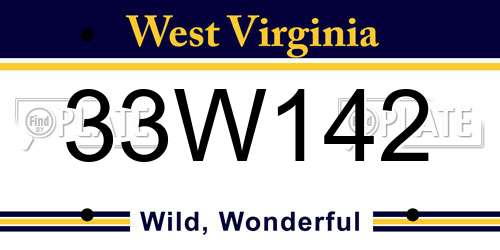 33W142 West Virginia License Plate