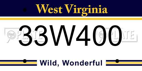 33W400 West Virginia License Plate