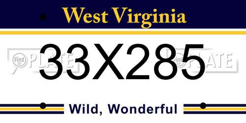 33X285 West Virginia License Plate