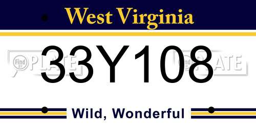 33Y108 West Virginia License Plate