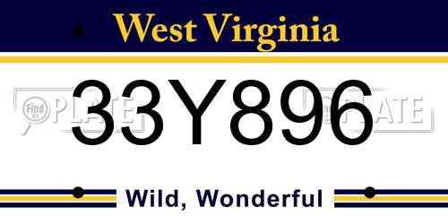 33Y896 West Virginia License Plate