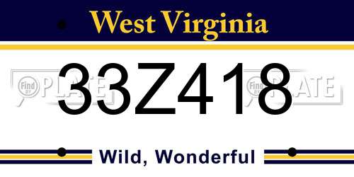 33Z418 West Virginia License Plate
