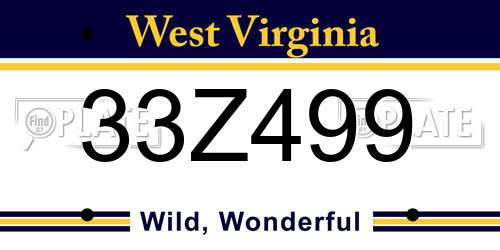 33Z499 West Virginia License Plate