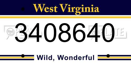 3408640 West Virginia License Plate