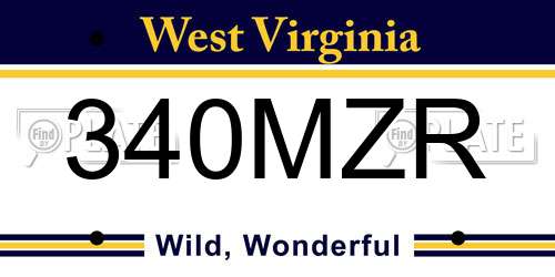 340MZR West Virginia License Plate