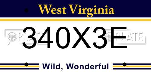 340X3E West Virginia License Plate