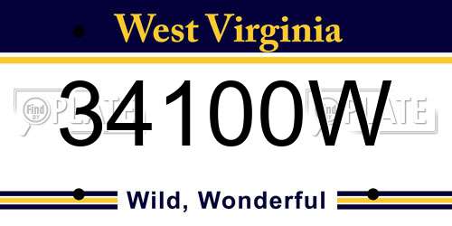 34100W West Virginia License Plate