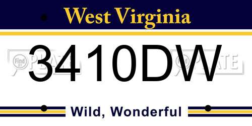 3410DW West Virginia License Plate