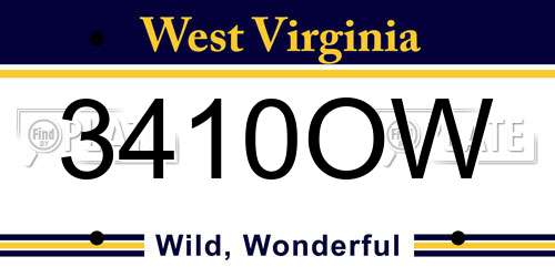 3410OW West Virginia License Plate
