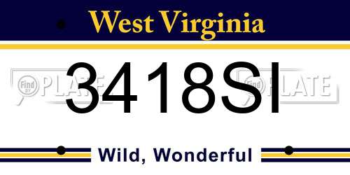3418SI West Virginia License Plate