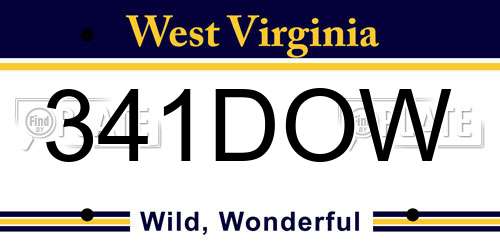 341DOW West Virginia License Plate
