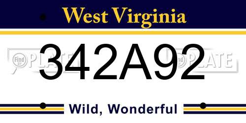 342A92 West Virginia License Plate