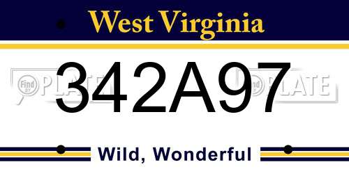 342A97 West Virginia License Plate
