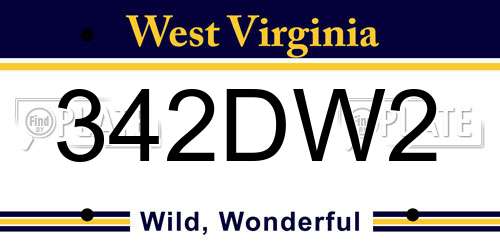 342DW2 West Virginia License Plate