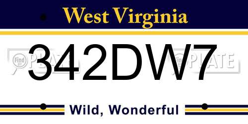 342DW7 West Virginia License Plate