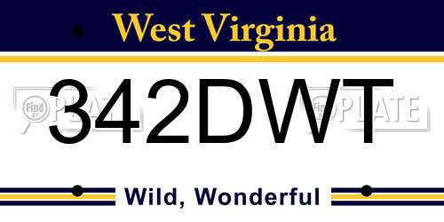 342DWT West Virginia License Plate