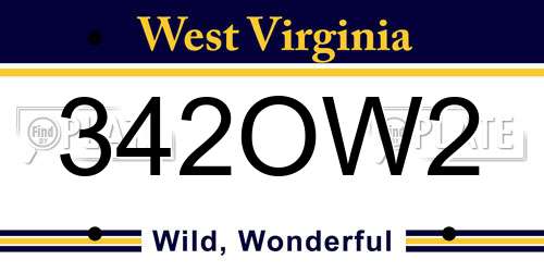 342OW2 West Virginia License Plate