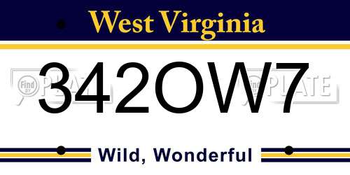 342OW7 West Virginia License Plate