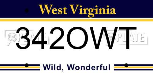 342OWT West Virginia License Plate
