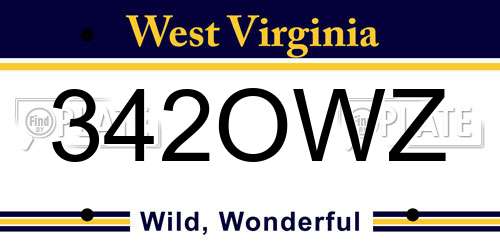 342OWZ West Virginia License Plate