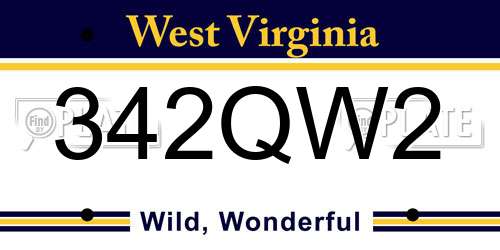 342QW2 West Virginia License Plate