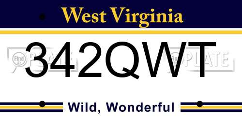 342QWT West Virginia License Plate