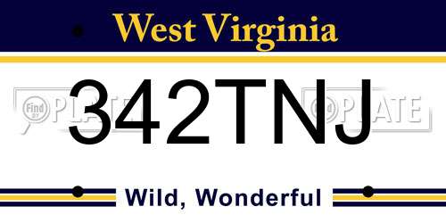 342TNJ West Virginia License Plate