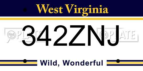 342ZNJ West Virginia License Plate