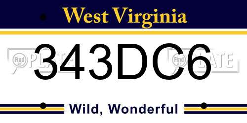 343DC6 West Virginia License Plate