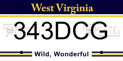 343DCG West Virginia License Plate