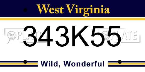 343K55 West Virginia License Plate