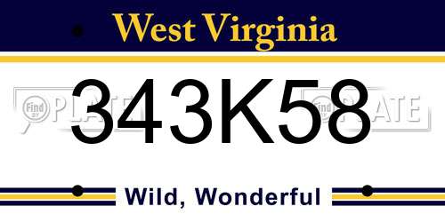 343K58 West Virginia License Plate