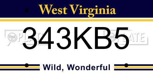 343KB5 West Virginia License Plate